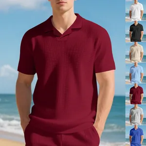 Détail des polos en maille gaufrée pour hommes en plusieurs couleurs pour l'été