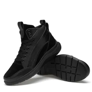Schwarze Herren-Sneaker mit hohem Schaft, 8 cm versteckter Absatzhöhe und rutschfester Sohle