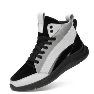 Hochwertige Herren Sneaker mit 8cm versteckter Erhöhung in edlem Schwarz und Weiß