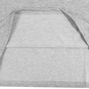 Macro detail showing the high-quality grey marl fabric and neat stitching of men's T-shirt