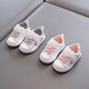 Toddler soft-soled walking shoes waterproof leather white sneakers for boys and girls