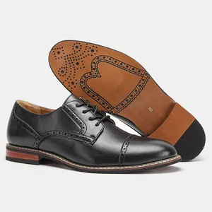 Klassische schwarze Herren-Business-Derby-Schuhe aus Leder mit rutschfester Sohle
