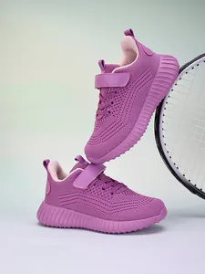 Baskets en maille respirante violettes pour enfants avec semelles antidérapantes pour le sport
