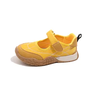 Zapatillas Mary Jane amarillo brillante para niña para exterior y ocio con cierre de velcro