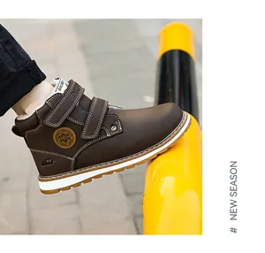 Bottes de neige marron pour enfants avec doublure en fourrure et velcro