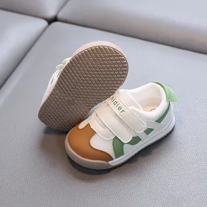 Breathable mesh toddler walking shoes with soft non-slip soles and dual velcro straps