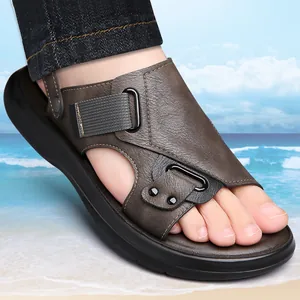 Herren Outdoor Freizeit Mikrofaser-Leder Sandalen Atmungsaktiv Rutschfeste EVA Weiche Sohle Strandschuhe Dual-Purpose Slipper Für Den Sommer
