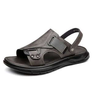 Hochwertige Herren Casual Outdoor Leder-Sandalen mit weicher rutschfester Sohle für Sommer
