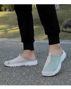 Breathable lightweight mesh slippers for men and women on a casual outdoor path
