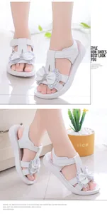 Elegantes sandalias blancas de verano para niña con lazo de diamantes y suelas suaves y cómodas