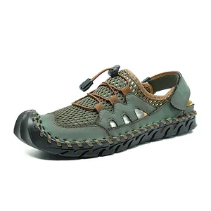 Sandalias de malla transpirable verde oliva para hombre para senderismo y playa