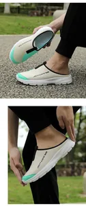 Detailed view of breathable men's slip-on summer mules with soft rubber walking soles