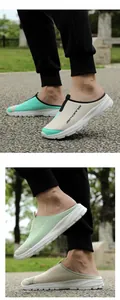 Breathable mesh slip-on mules with lightweight soles for men and women's casual wear.