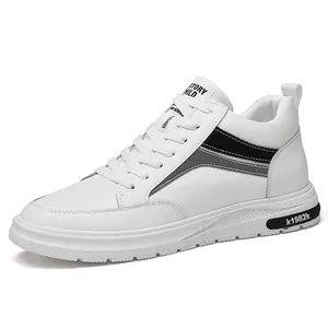 Scarpe con Rialzo Uomo Aumento Altezza Invisibile Bianco Nero Sneakers Casual Suola Spessa Pelle di Vacchetta Stile Coreano