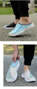 Detail showing breathable mesh fabric on casual slip-on mules