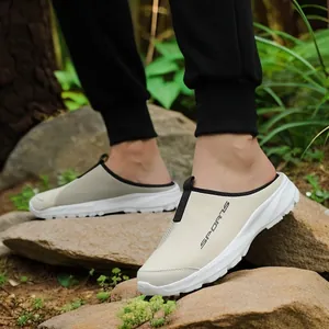 Lightweight and breathable men's summer casual slip-on mules with soft white soles