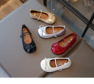 Details of stylish girls' princess shoes with bows in multiple vibrant colors