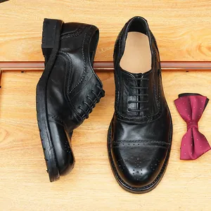 Heren Vintage Goodyear Welted Paardenleer Oxford Schoenen Britse Brogue Snijwerk Gewassen Rimpels Echt Leren Zool Business Formele Schoenen