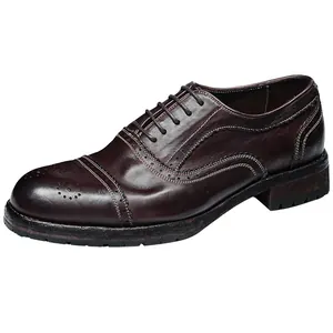 Premium vintage Goodyear-welted donkerbruine leren brogue Oxford-schoenen voor heren