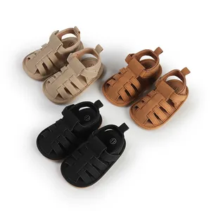 Baby Zomer Sandalen Zachte Zool Lauflernschuhe Voor Baby's Ademend PU Leer Klittenband Indoor Eerste Stapjes