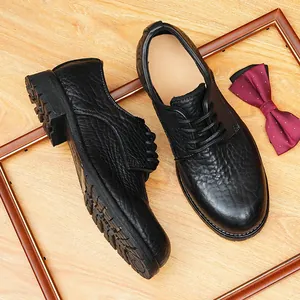 Chaussures Derby Hommes Cuir De Vache Vintage Cousu Goodyear Chaussures De Travail À Lacets Semelle En Cuir Style Britannique Classique