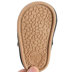 Close-up of non-slip rubber sole for baby prewalker shoes showing textured pattern