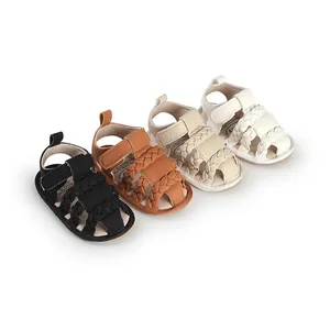 Four colors of breathable braided summer baby boy sandals for infants 0-12 months