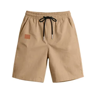 Short kaki décontracté pour homme avec cordon de serrage noir et taille élastique
