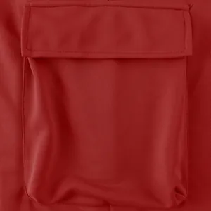 Detail view showing the durable red cargo pocket of these heavyweight men's cargo pants.