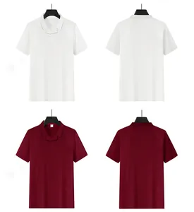 Polo da uomo in maglia a nido d'ape, vista fronte e retro in bianco e bordeaux