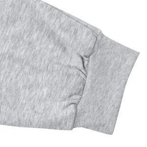 Macro view of the ribbed elastic cuff on heavyweight heather grey cargo pants