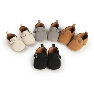 Retro matte baby flat shoes with single buckle strap in multiple colors for toddlers