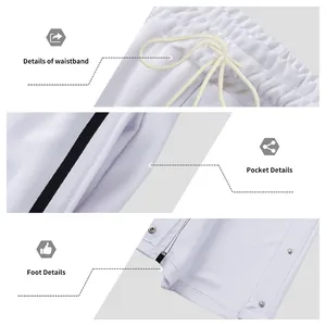 Vistas detalladas del pantalón de chándal de baloncesto high-street con botones laterales