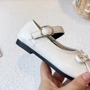 Chaussures Mary Jane blanches pour filles avec nœud et boucle