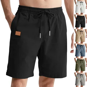 Men's summer casual drawstring shorts shown in various colors for versatile beach wear