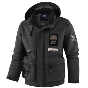 Uomo Casual Parka con Cappuccio Giacca Cargo LEDUNTINO 1986 Moda Outdoor Antivento Cappotto per Autunno Inverno Uomo Top