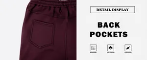 Vista detallada del bolsillo trasero de un pantalón deportivo granate de forro polar