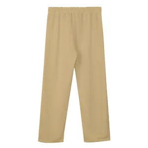 Vista detallada trasera de joggers de algodón beige con cintura elástica y corte recto