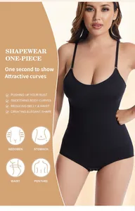 Seamless one-piece shapewear bodysuit with adjustable straps for tummy control