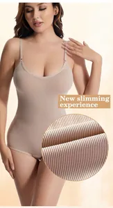 Detailed view of seamless ribbed bodysuit shapewear for postpartum belly control