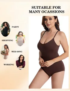 Seamless brown shapewear bodysuit suitable for party, shopping, and wedding occasions