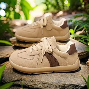 2024 Autumn New Retro German Training Shoes Suede Nubuck Leather Flat Casual Sneakers Lace Up Fashion White Shoes For Women Girls