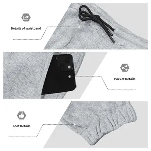 Detalles de jogger gris de forro polar con cordón, bolsillos y puños elásticos
