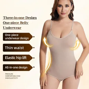 Seamless one-piece shapewear bodysuit for women tummy control and hip lifting effect