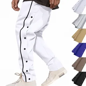 Pantalones de Chándal de Peso Pesado Hip Hop Americano para Hombre con Botones de Presión High Street Basketball Tear Away