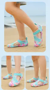 Breathable mesh children's water shoes for beach wear shown from multiple angles.