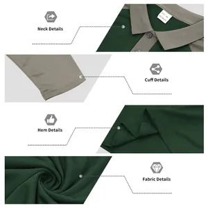 Close-up details of American golf long-sleeved polo shirt showing neck, cuff, and fabric