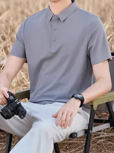 Men's grey cooling short-sleeve Polo shirt for outdoor casual lifestyle wear