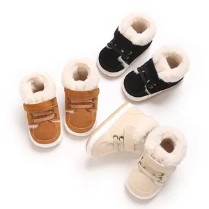 Baby Winter Schneestiefel Mit Kunstfell Gefüttert Einfarbig Weiche Sohle Kleinkind Lauflernschuhe Rutschfeste Gummisohle Warme Booties