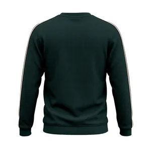 Vue arrière d'un sweat-shirt gaufré vert foncé pour homme avec bandes latérales.